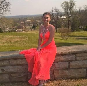 Neon orange and coral dress